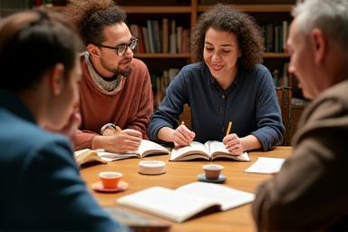 Groupe de lecteurs autour d’une table